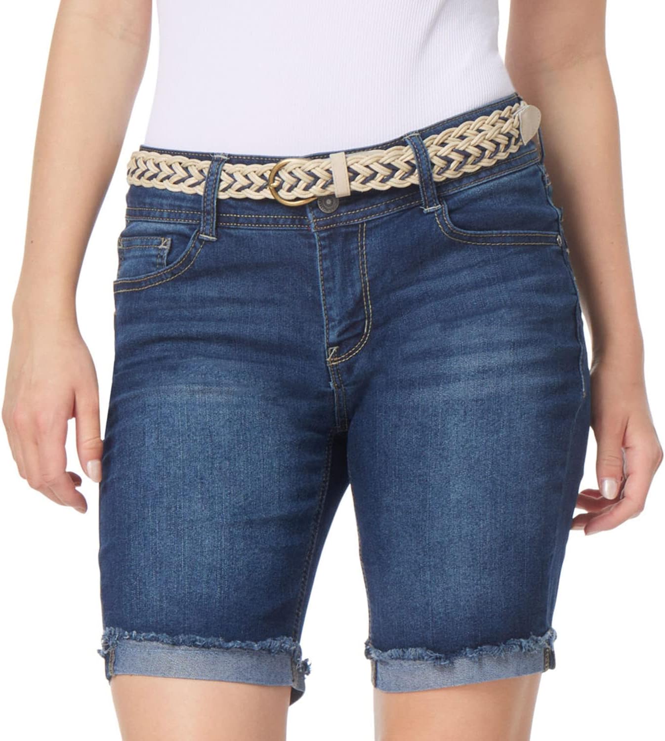 WallFlower Women's Luscious Curvy 9-inch Mid-Rise Bermuda Shorts