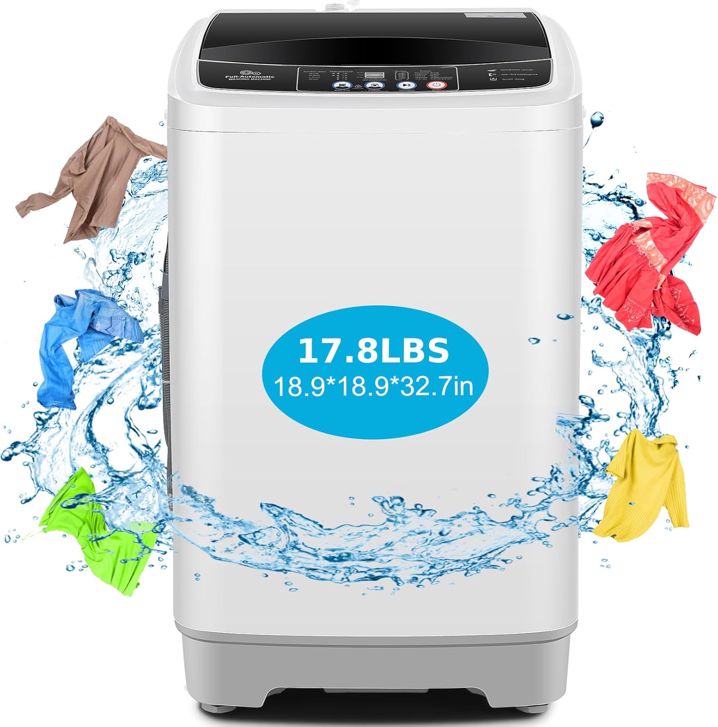 Nictemaw Portable Washing Machine with Drain Pump and 10 Programs
