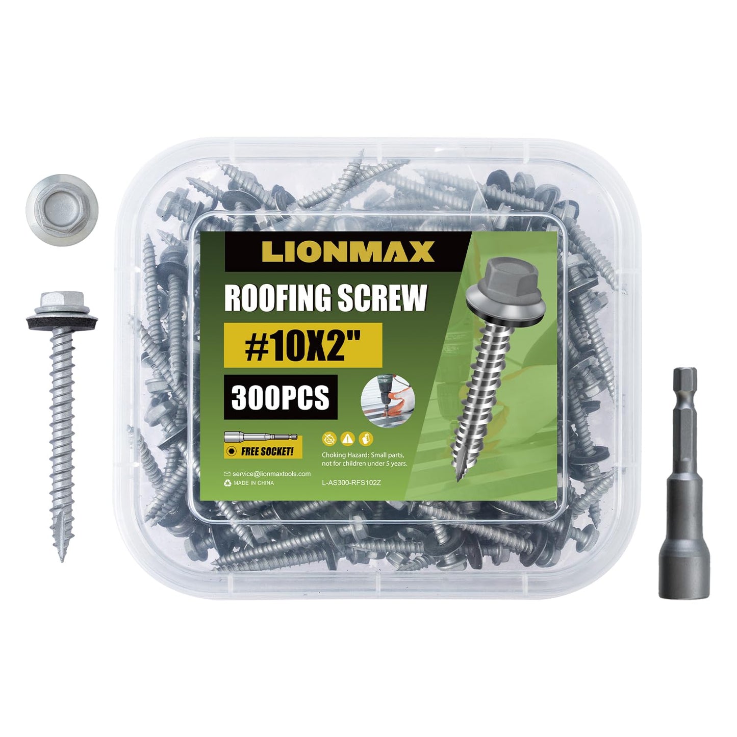 LIONMAX Metal Roofing Screws #10 2 Inch with Rustpert Coating