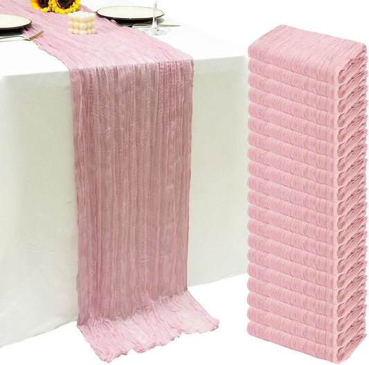 20Pack Light Pink Cheesecloth Table Runners for Elegant Events