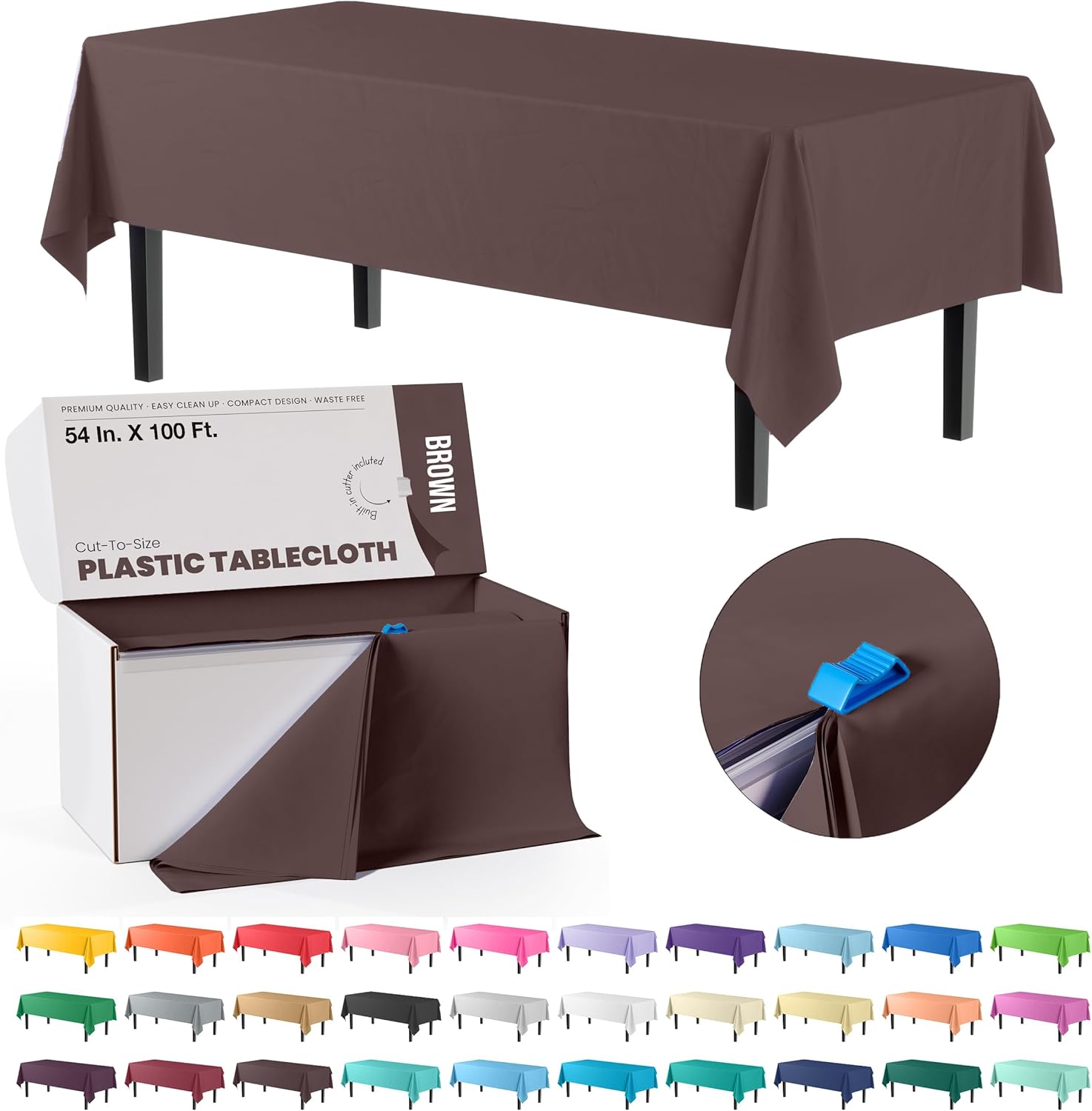Party Solids Brown Plastic Table Cover Roll for Any Occasion