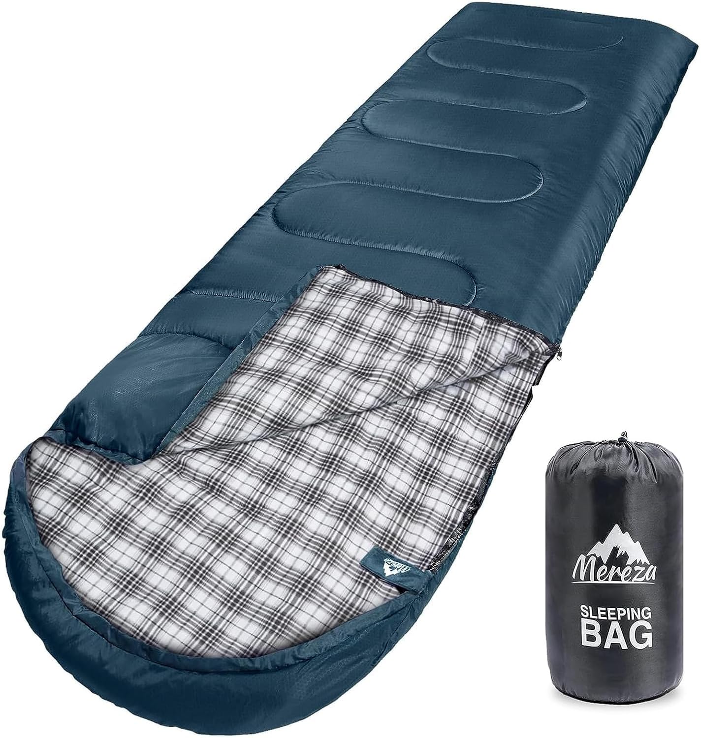 MEREZA Flannel Sleeping Bag for Adults XL - Warm & Cool Weather