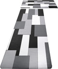 White Grey Black Kitchen Rugs Set of 2 - Anti-Fatigue Geometric Mats