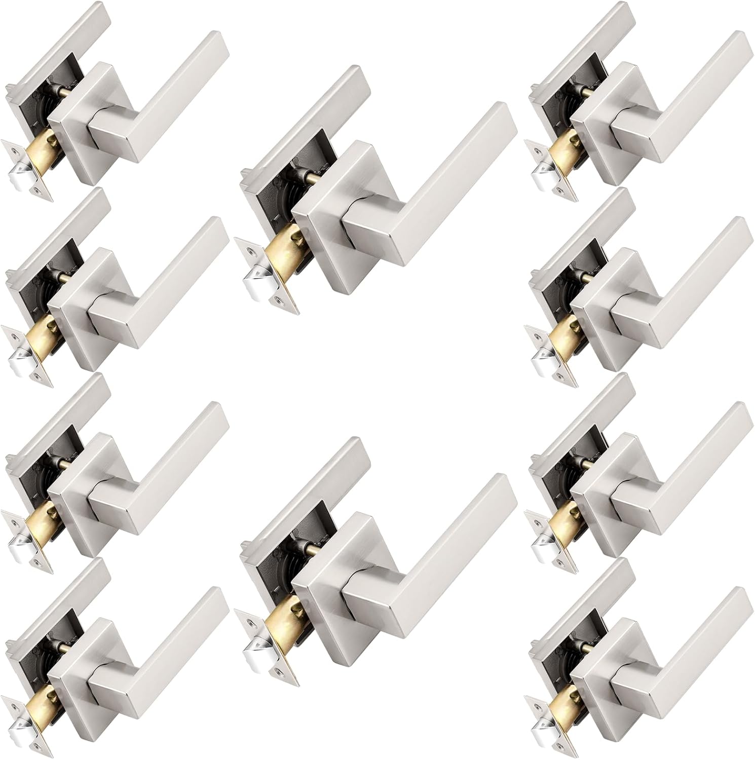 Probrico Door Handles Brushed Nickel Passage Lever for Closets