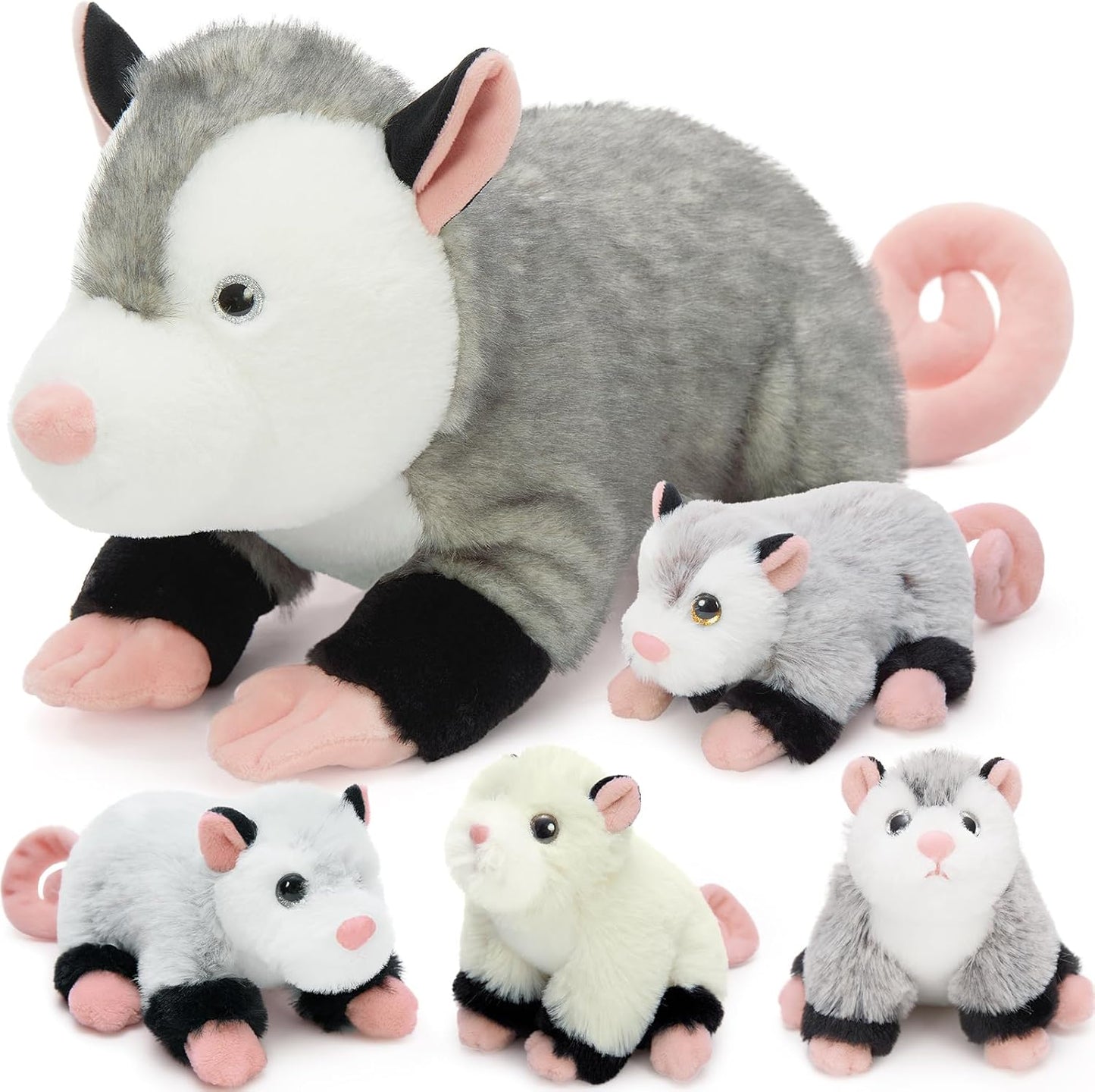 Tezituor 5Pcs Opossum Stuffed Animals Set for Kids and Adults