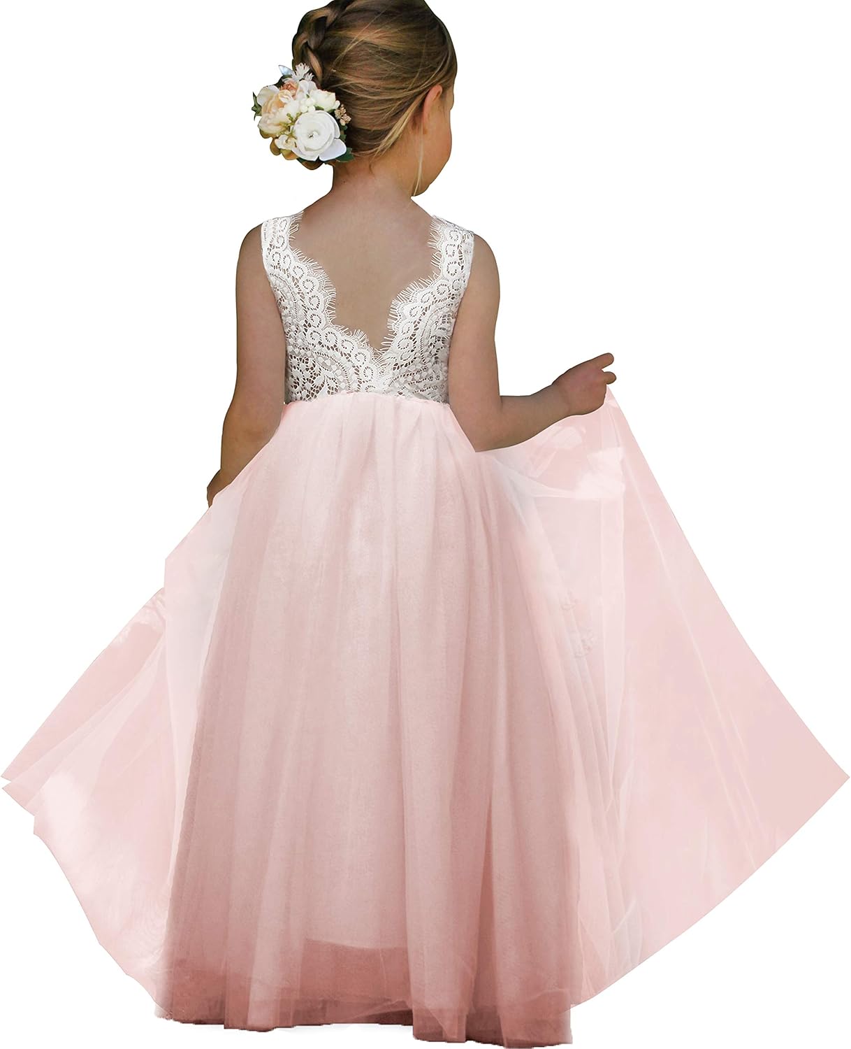 Topmaker Flower Girl Dress for Toddler Baby Girls - Lace Tulle