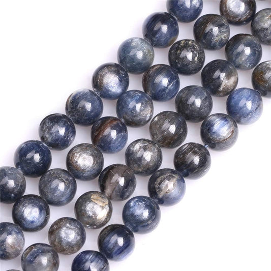 Natural 10mm Blue Kyanite Gemstone Beads for Jewelry Making