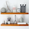 Oak Floating Shelves 30 in Set of 2 - Solid Real Wood Wall Shelves