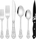 48 Piece Retro Silverware Set for 8 - Mirror Polished Baroque Flatware