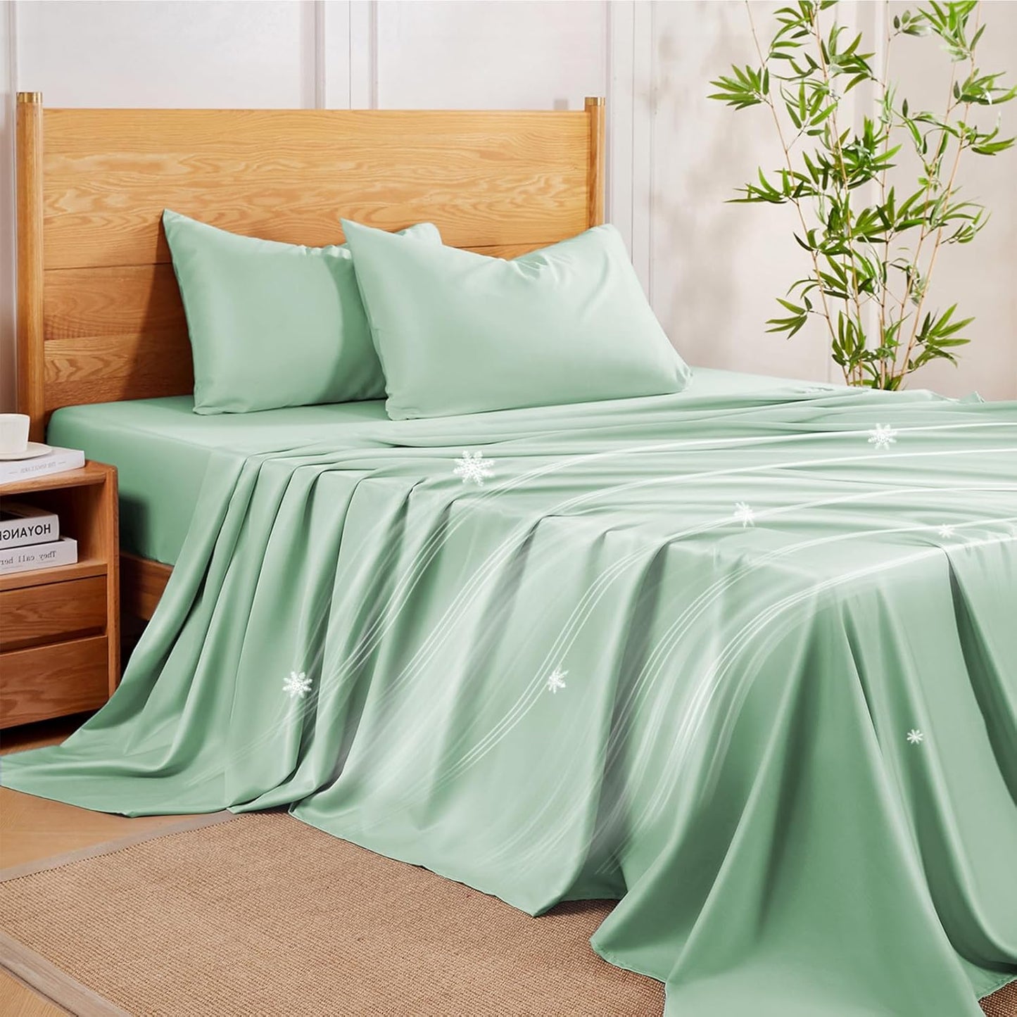 MR&HM Full Size Bed Sheets Set for Hot Sleepers in Sage Green