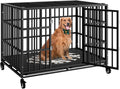 48 Inch Heavy Duty Dog Crate with Wheels for Large Dogs