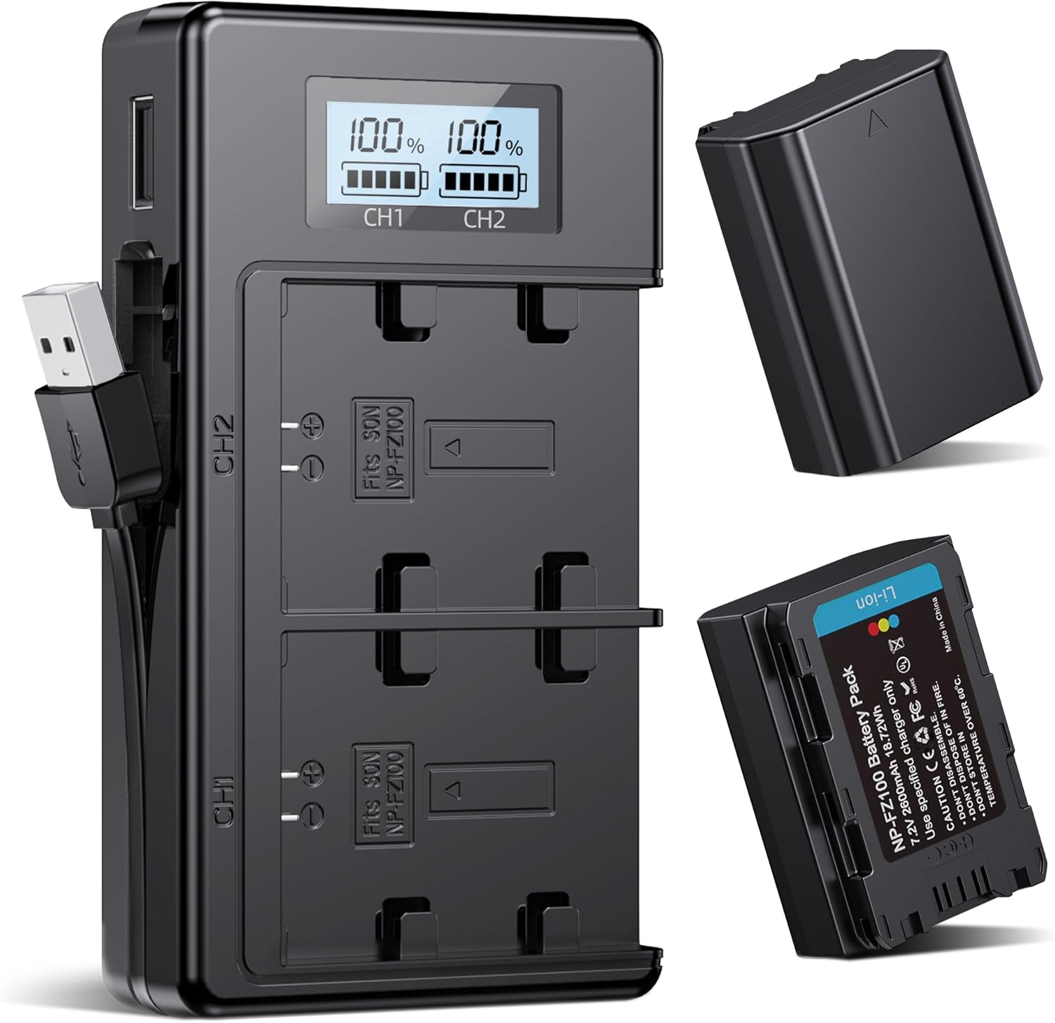 NP-FZ100 Battery Charger Set for Sony A7 Series Cameras