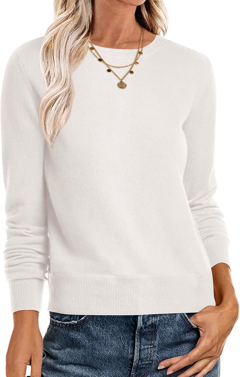 Lightweight Crewneck Sweater for Women - Trendy Fall Pullover