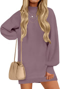 Womens Turtleneck Sweater Dress Oversized Lantern Sleeve - Cozy Fall
