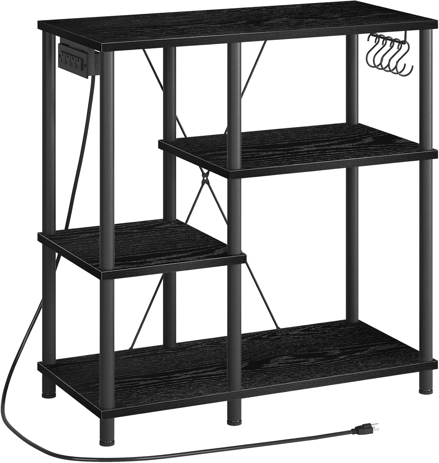 HOOBRO Bakers Rack with Power Outlet & Hooks