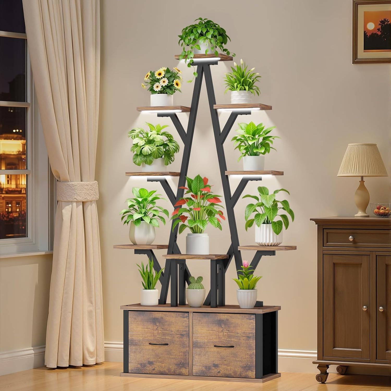 Plant Stand Indoor with Grow Lights - 10 Tiered Shelf for Home