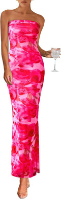 PRETTYGARDEN Womens Strapless Tube Maxi Dress - Flattering Summer