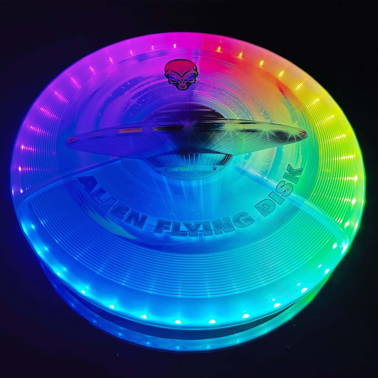 LETAO RGB Flying Disc - 38 LEDs, 12 Modes, Rechargeable