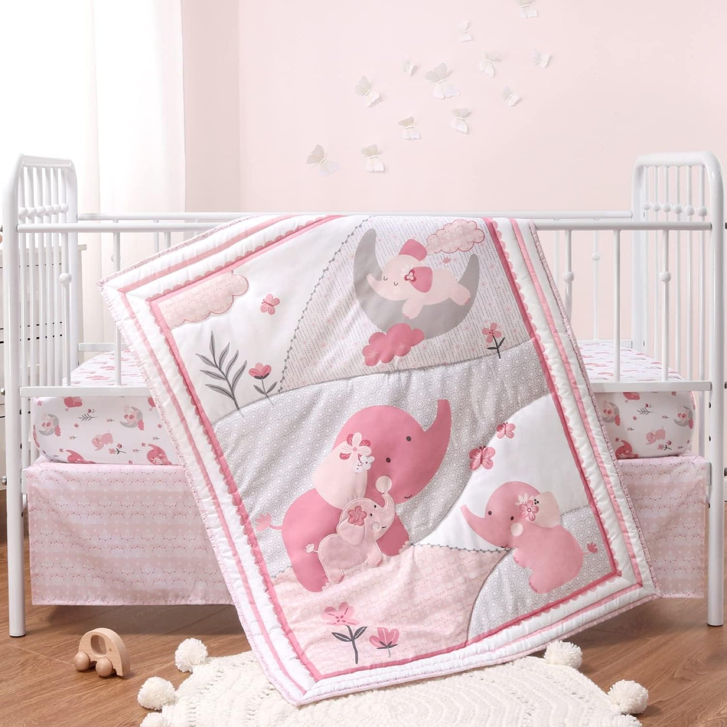 The Peanutshell 3 Piece Baby Crib Bedding Set for Girls