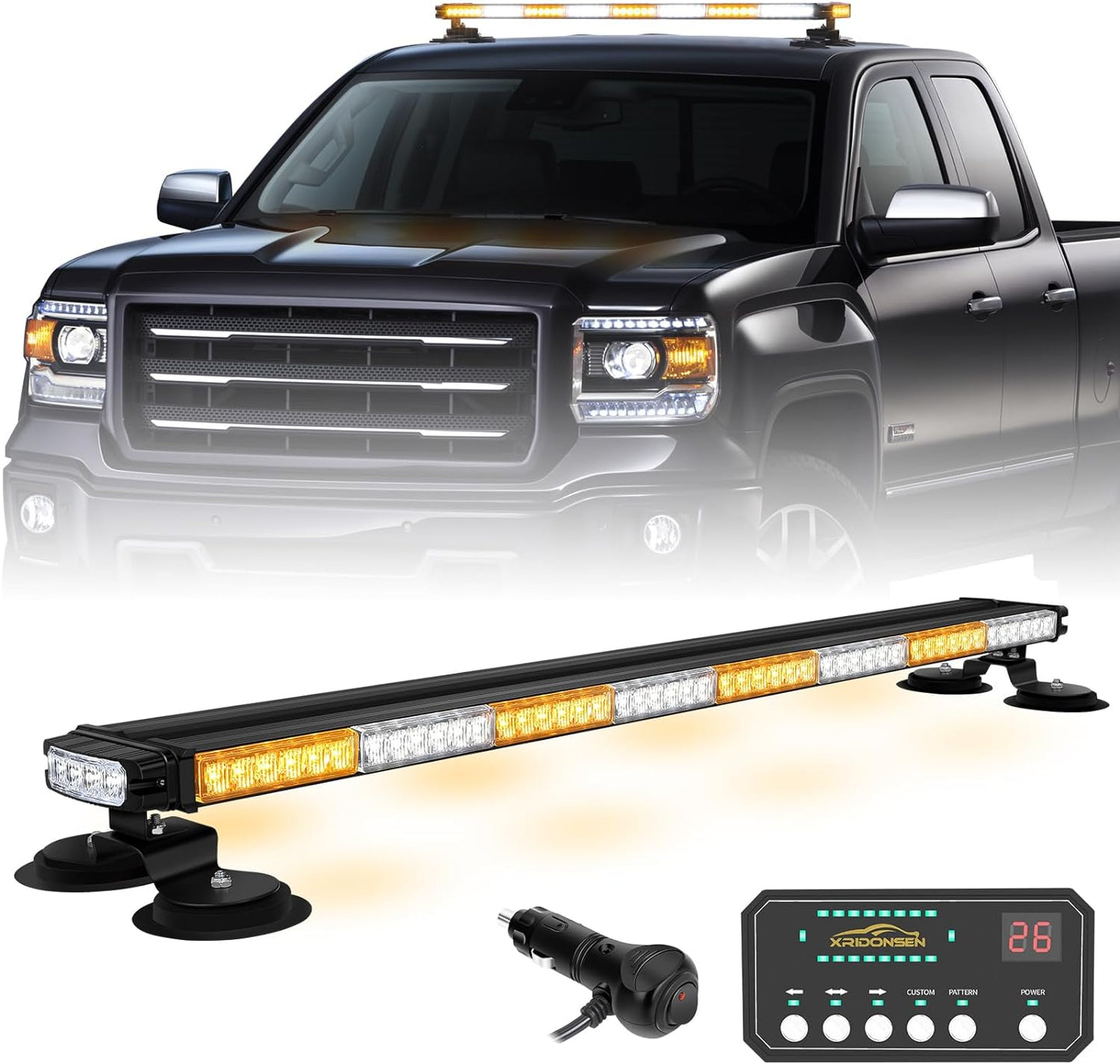 XRIDONSEN 37in LED Roof Top Strobe Light Bar for Safety