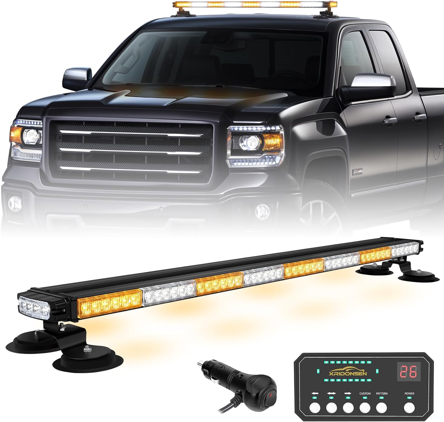XRIDONSEN 37in LED Roof Top Strobe Light Bar for Safety
