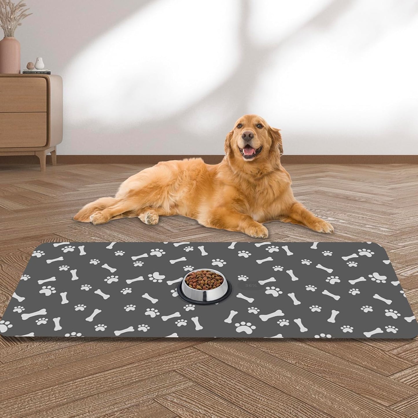 Extra Large Dog Food Mat for Messy Drinkers, Non-Skid Design