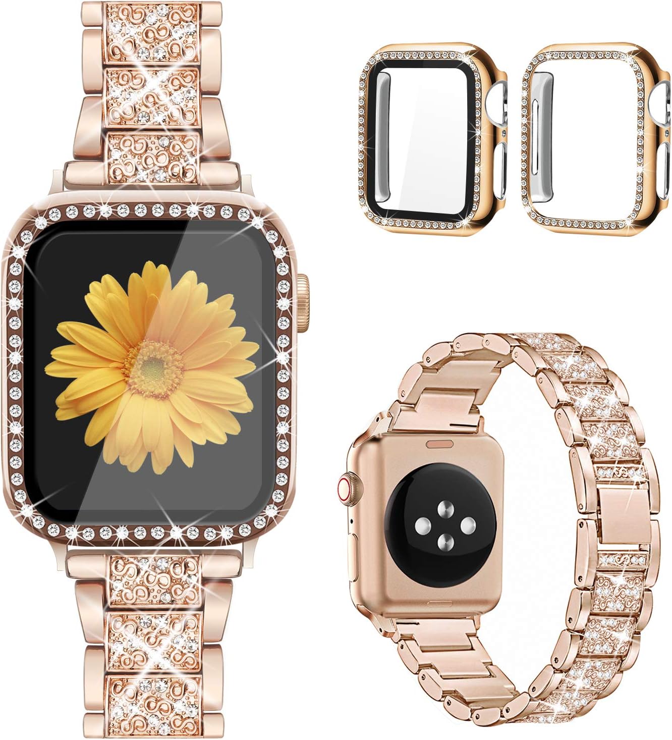 Stylish 2 Pack Jewelry Apple Watch Bands + Screen Protector by Mesime