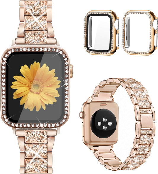 Stylish 2 Pack Jewelry Apple Watch Bands + Screen Protector by Mesime