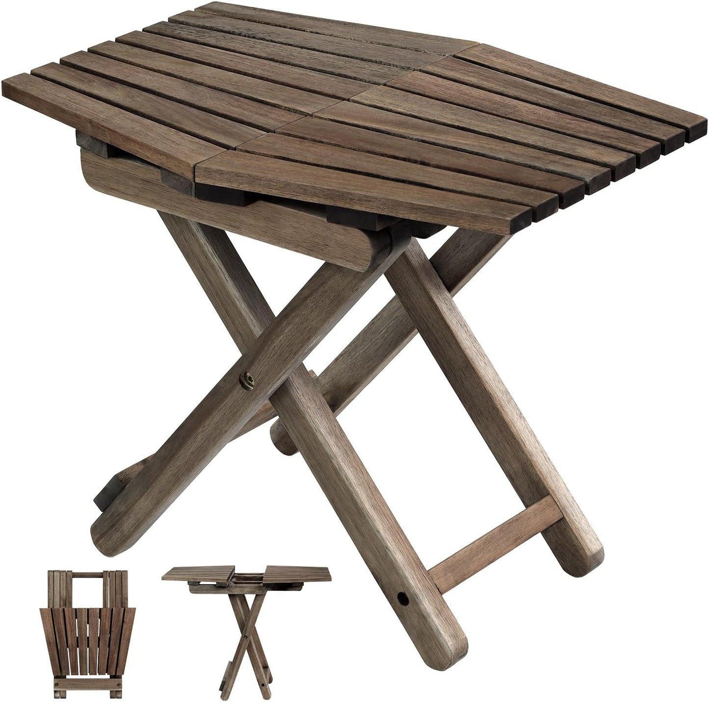 Small Patio Table with Wood Top - Perfect for Indoor and Outdoor
