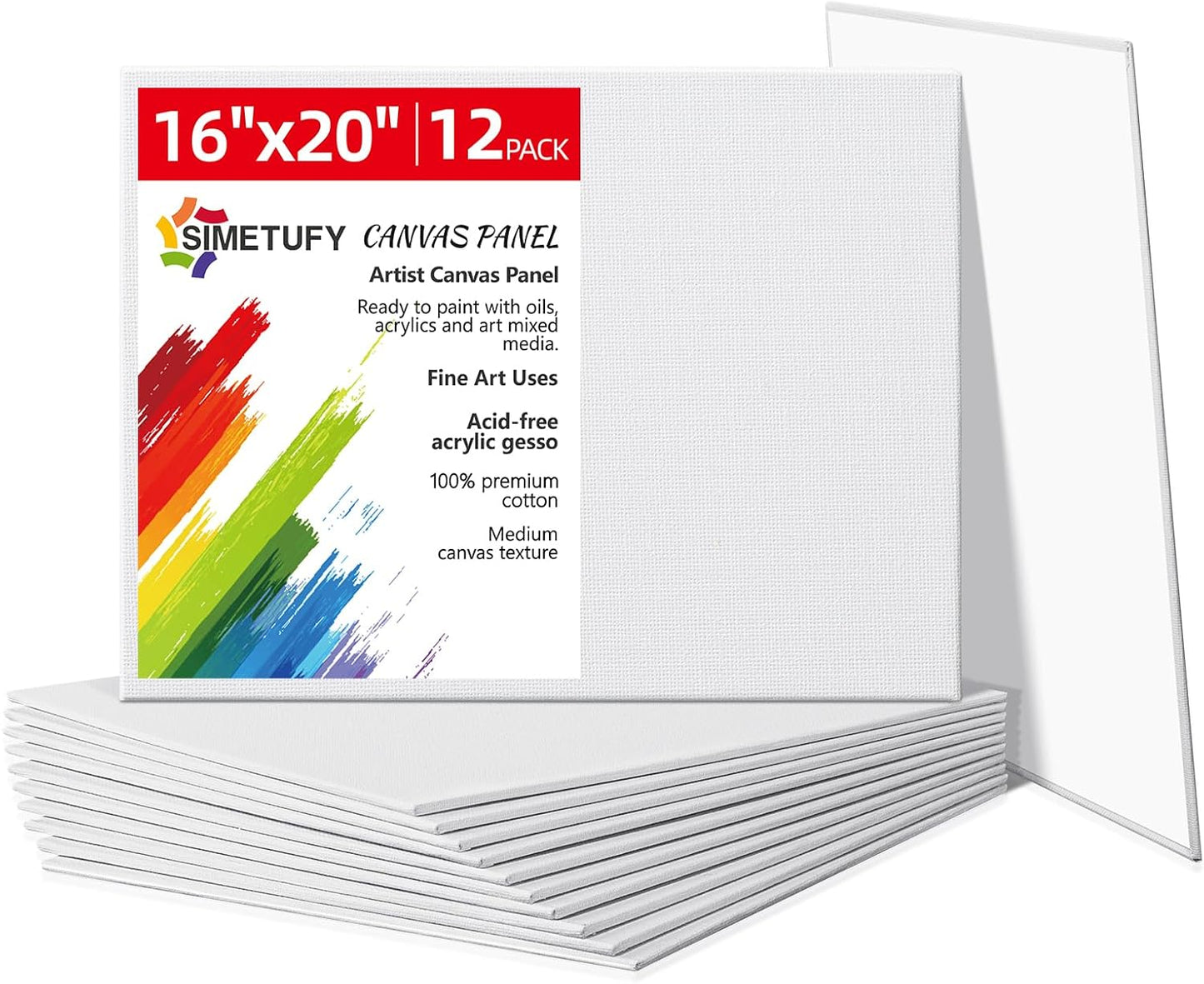 Large 16x20 Canvas Panels for Painting - 12 Pack of Quality Boards