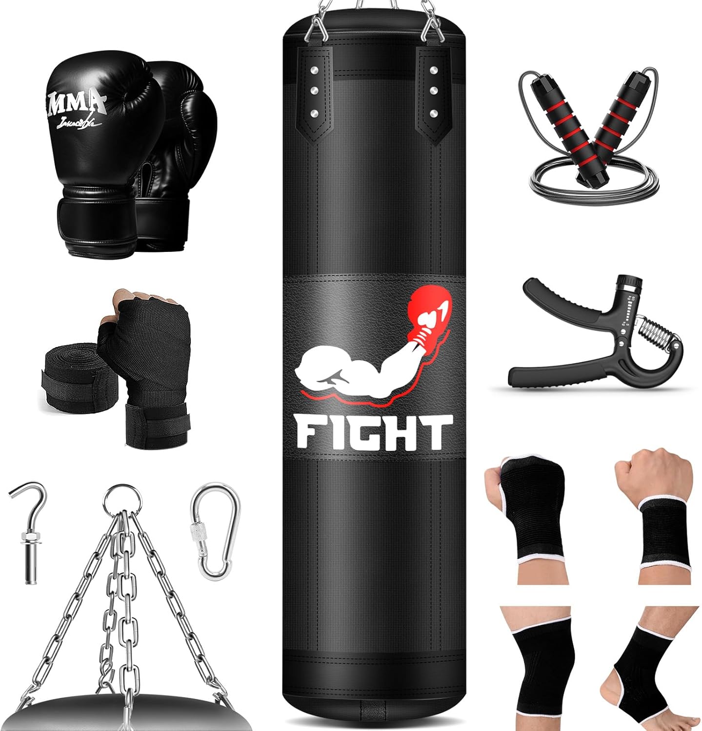4FT Heavy Boxing Bag Set with Gloves for Home Training