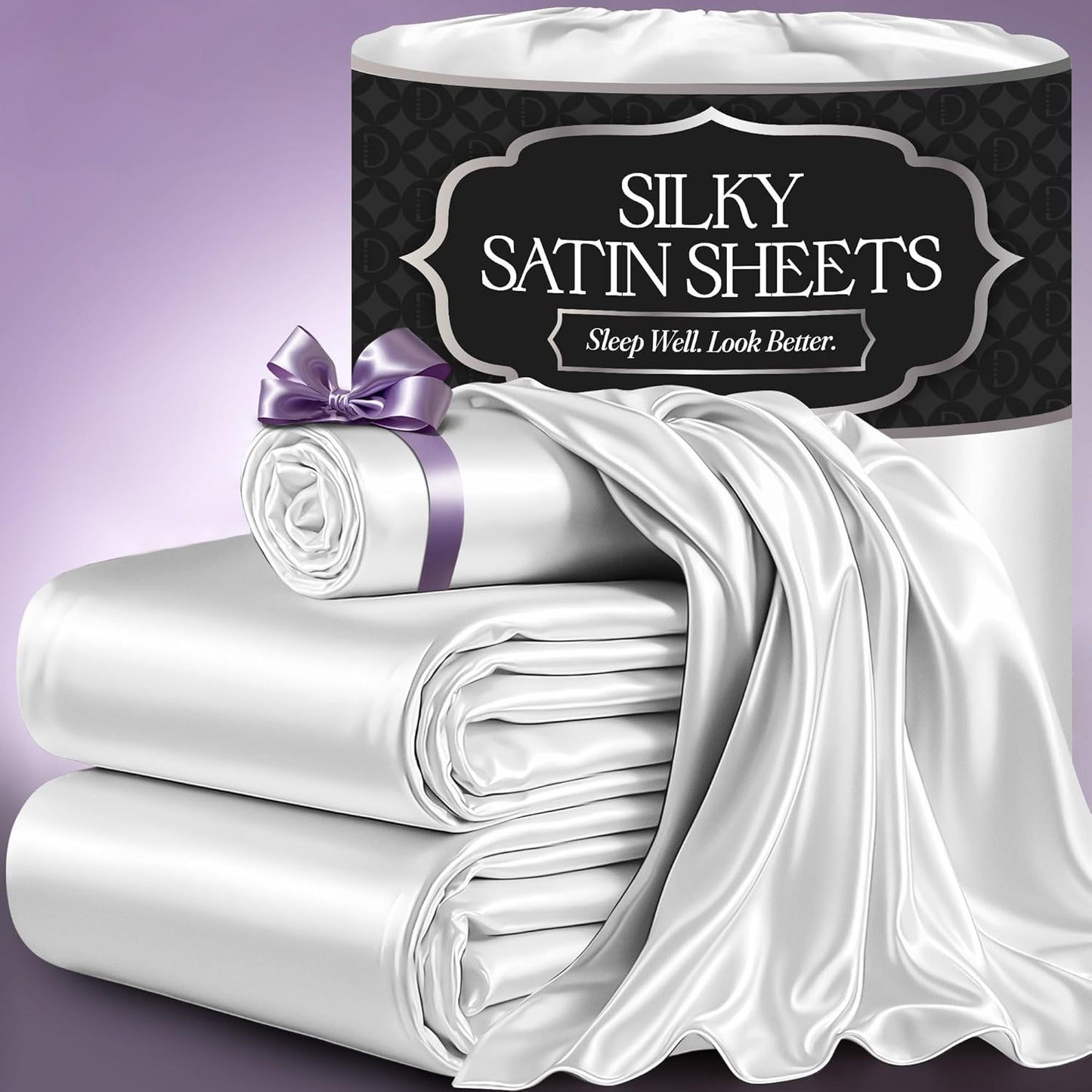 Decolure Satin Bed Sheets - Luxury Silky Twin Size Bedding Set