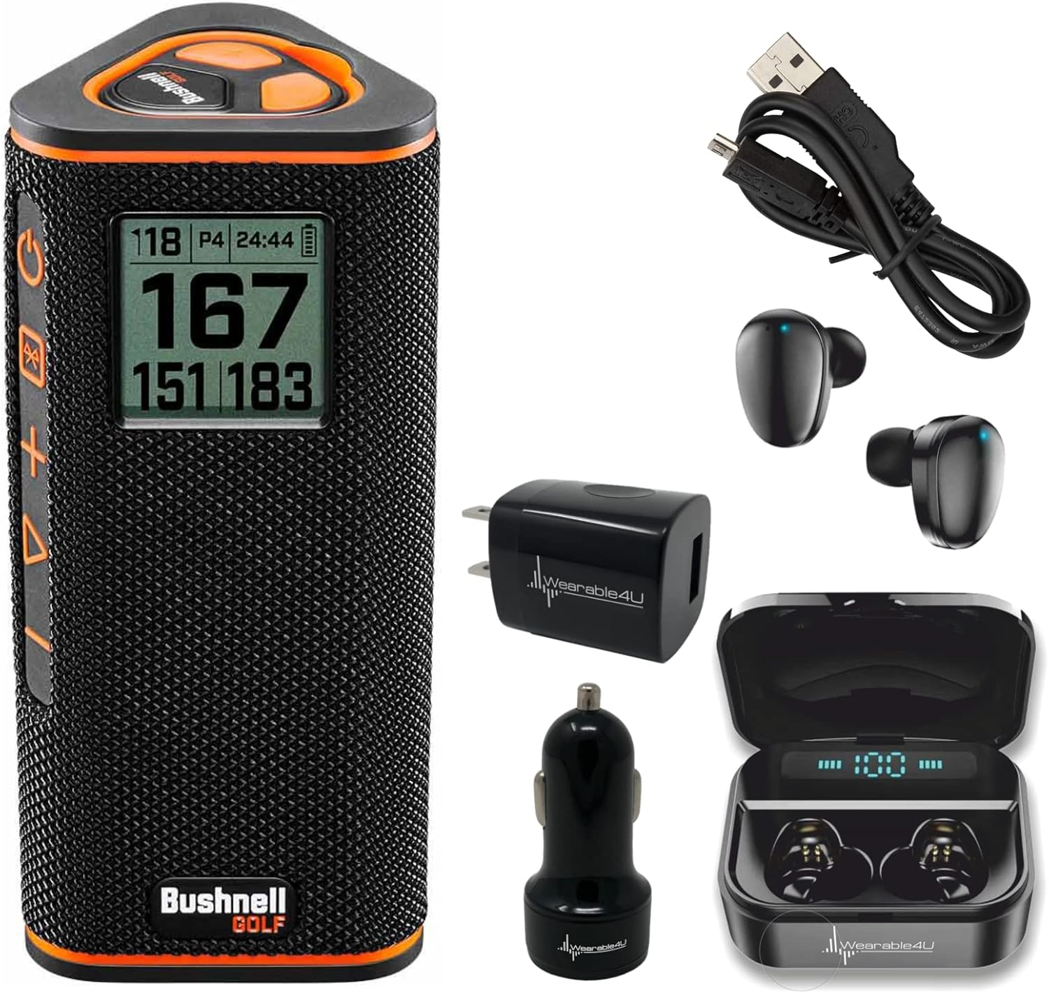 Bushnell Wingman View Golf GPS Speaker with Ultimate Earbuds
