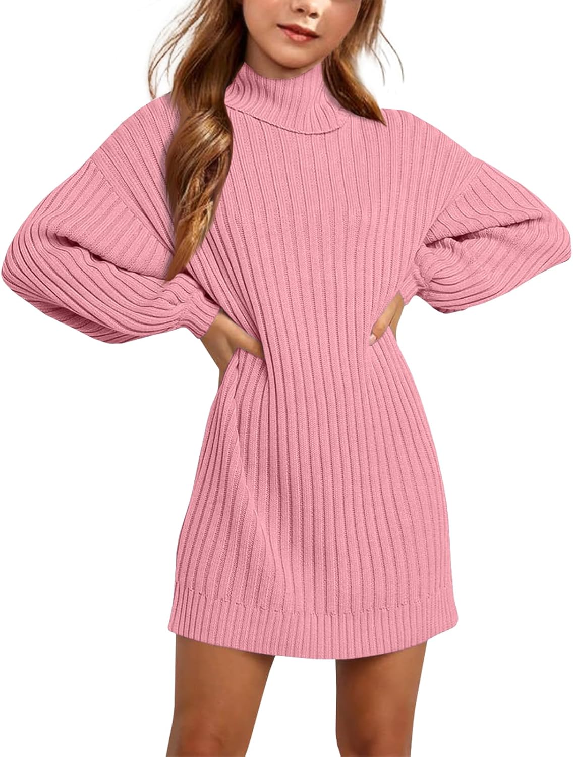 Fall Winter Girls Oversized Sweater Dress for Casual Wear