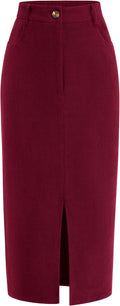 PRETTYGARDEN Corduroy Skirt High Waisted Pencil Midi - Timeless Day