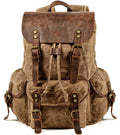 WUDON Leather Backpack for Men - Rugged Waxed Canvas Travel Pack