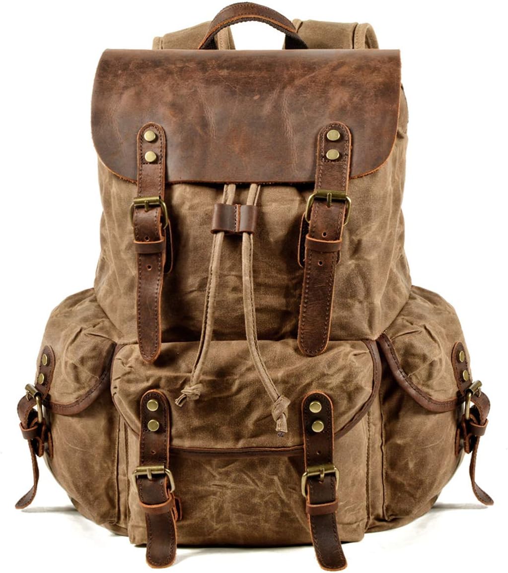 WUDON Leather Backpack for Men - Durable Travel Rucksack