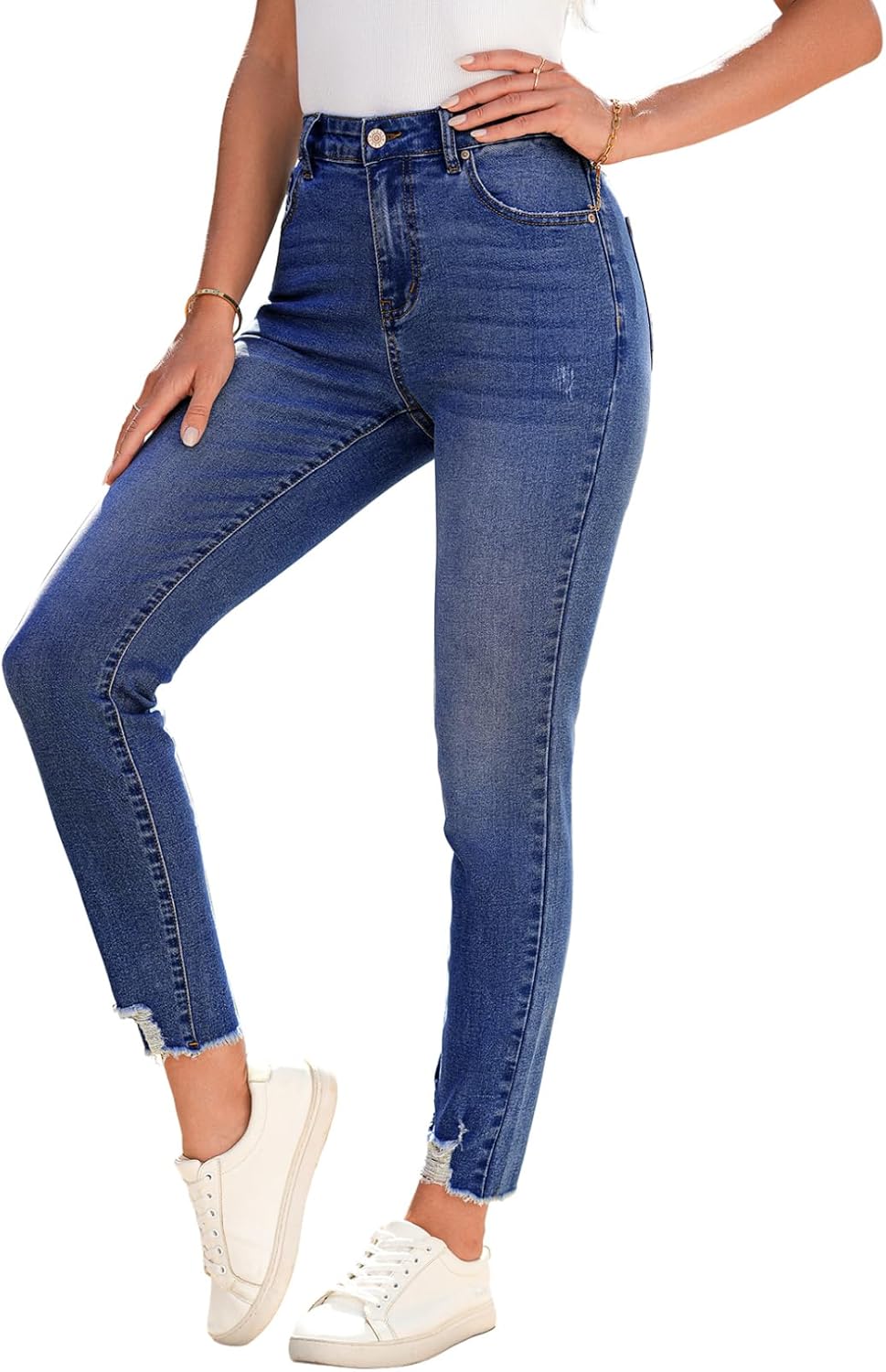 SHEWIN Women's Ripped Shaping Skinny Jeans for Every Occasion