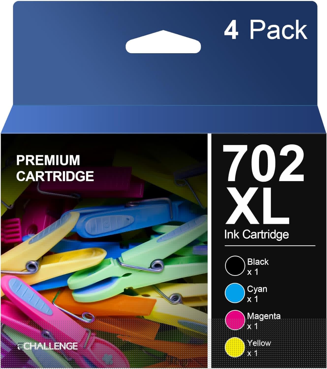 702XL Ink Cartridges Remanufactured High Yield for Epson Printers