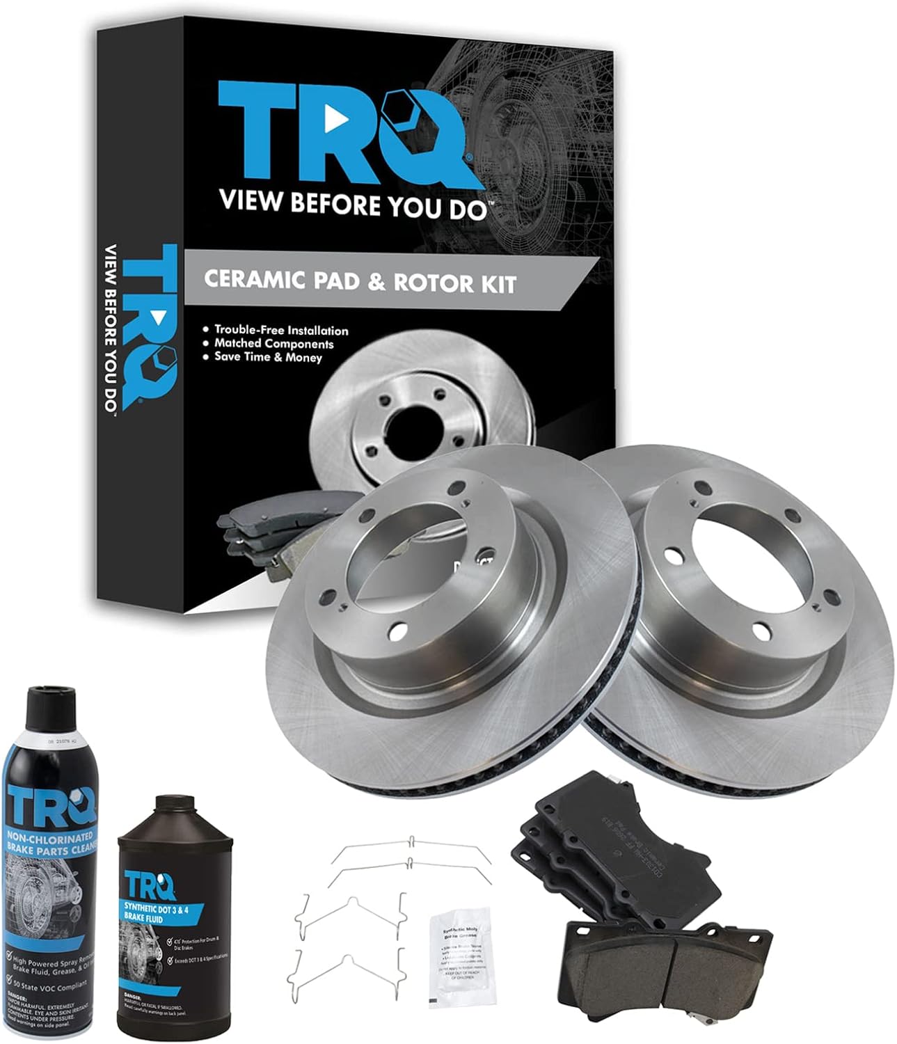 TRQ Front Brake Pad & Rotor Kit for Lexus and Toyota Vehicles