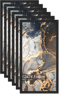 Engineered Wood 12x24 Picture Frame Set of 6 - Slim Black Frames