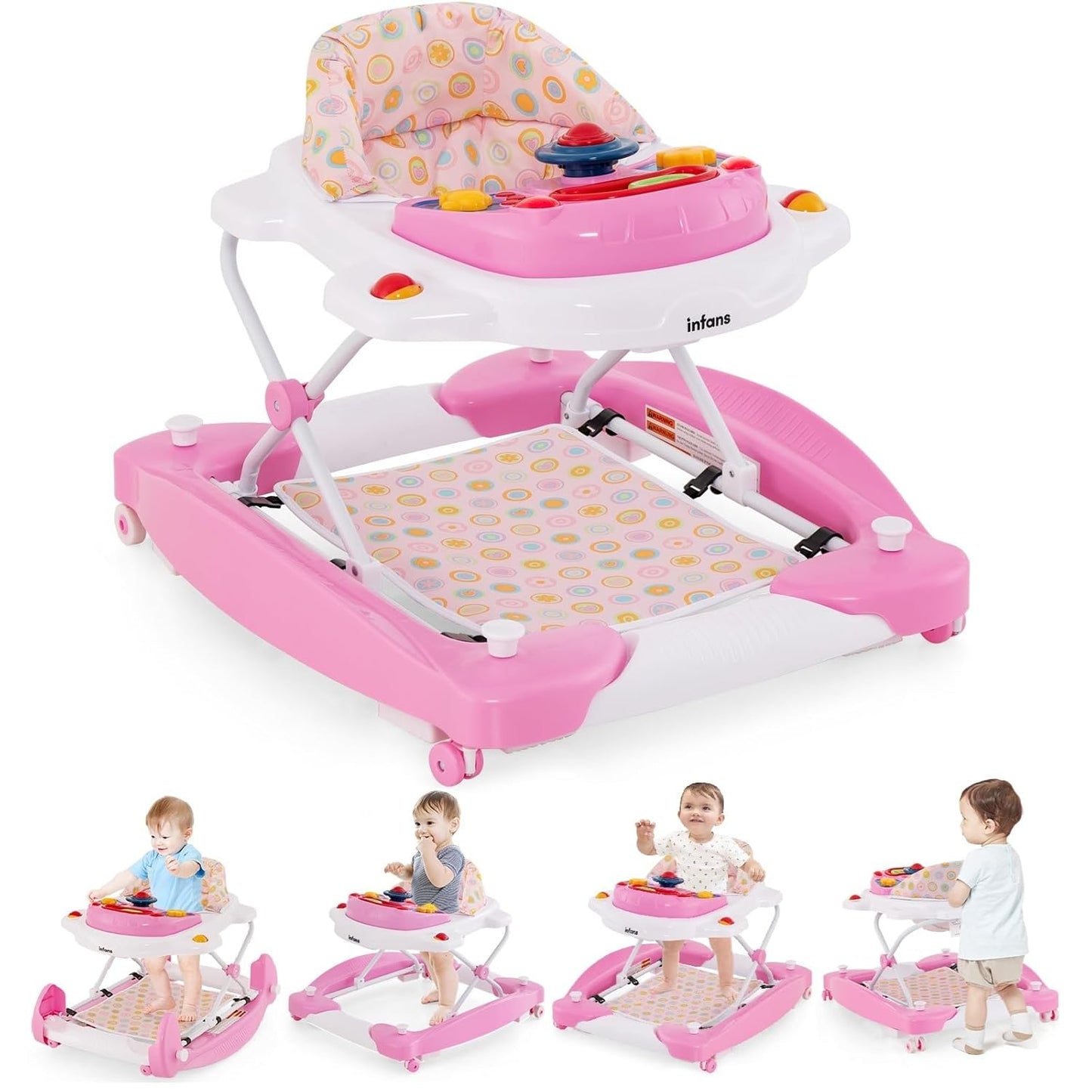 INFANS 5 in 1 Baby Walker with Adjustable Height and Music Tray