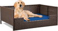 Blue Rattan Dog Sofa Bed 38.6in - Water Resistant Pet Sofa