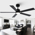 Black Ceiling Fans with Lights 52 in Modern Ceiling Fan - Quiet DC