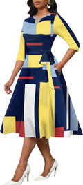 CLOCOR Midi Dress A-Line Fit and Flare - Comfortable Everyday Midi 90%