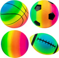 Rainbow Sports Balls Pack of 4 - Kids 8.5ft Football, Basketball