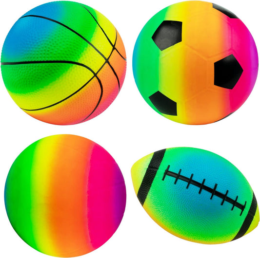 Homotte Rainbow Sports Balls Set with Pump - Outdoor Fun!