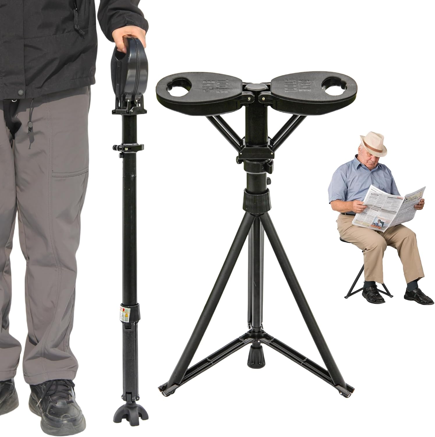 ALEVMOOM Walking Cane with Seat - Lightweight 2-in-1 Stool
