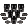 5 Gallon Black Bucket & Lid 6-Pack - Durable 90 Mil Food Grade