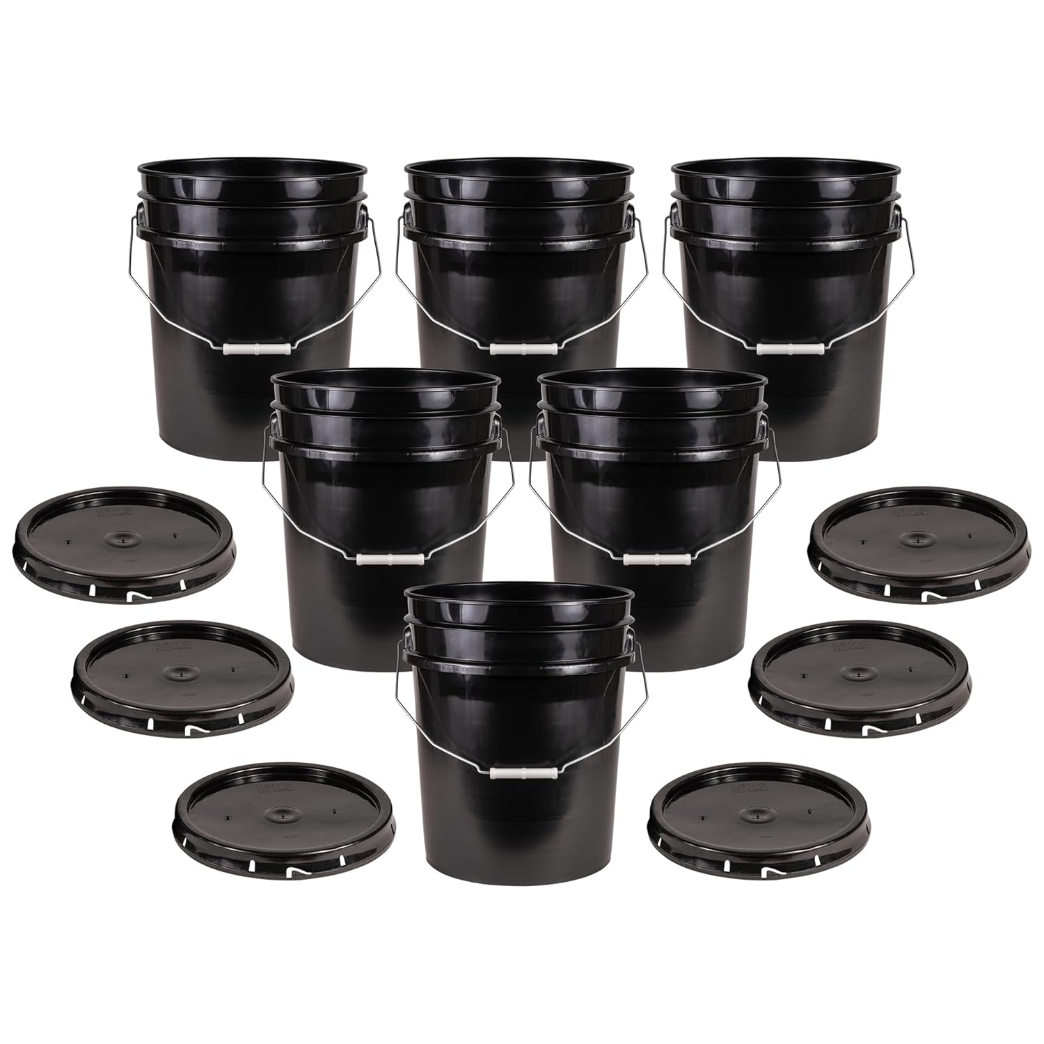 Durable 5 Gallon Black Bucket & Lid - 90 Mil Food Grade Pail